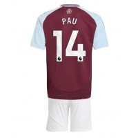 Camisa de Futebol Aston Villa Pau Torres #14 Equipamento Principal Infantil 2024-25 Manga Curta (+ Calças curtas)